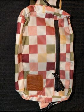 Checked Multi-Color Crossbody Bag with Leather Patch